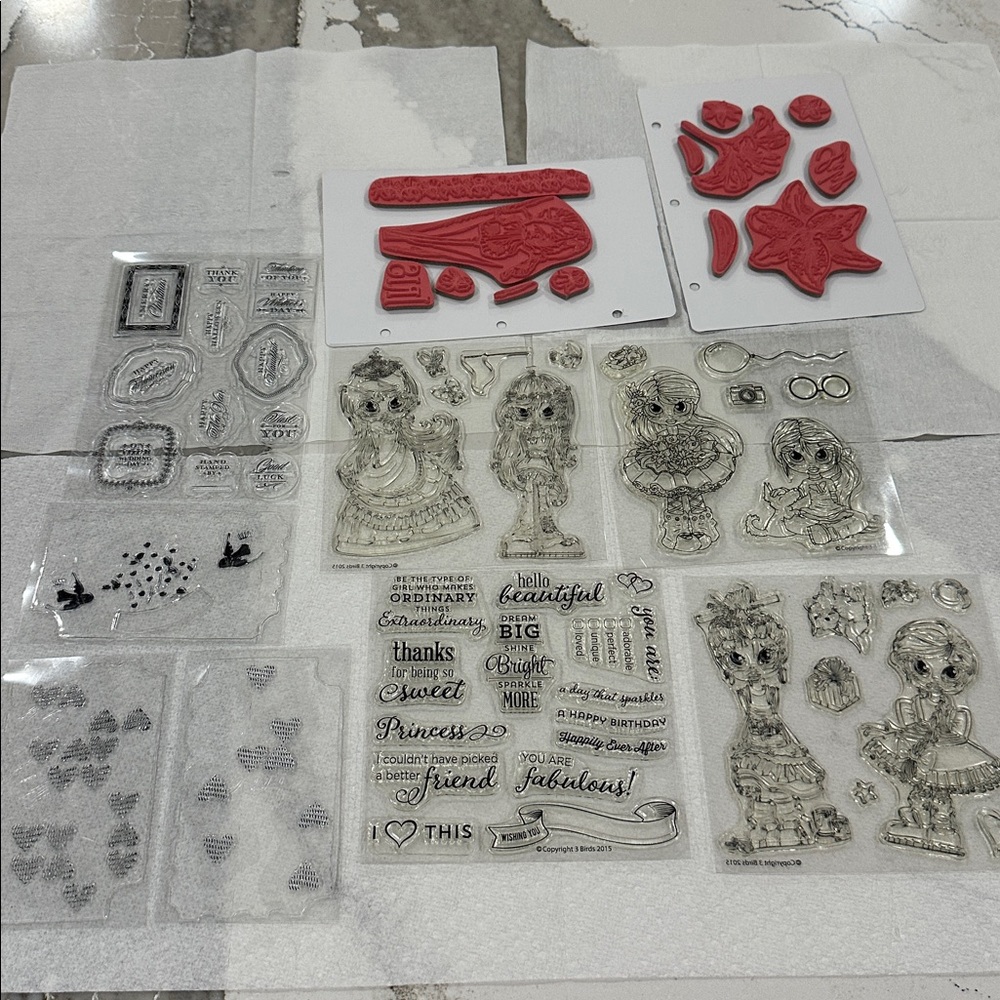 Clear Stamp Collection with Floral and Sentiment Designs